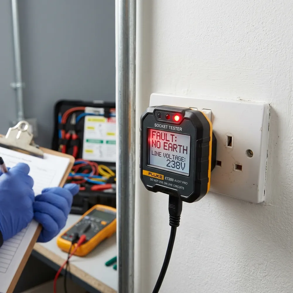 Electrical earthing failure detected using professional safety equipment - GharCheck